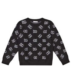 Шерстяной свитер интарсия с логотипом Dolce&amp;Gabbana, черный