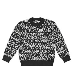 Свитер из натуральной шерсти интарсия с логотипом Dolce&amp;Gabbana, черный