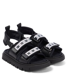 Жаккардовые кожаные сандалии с логотипом Dolce&amp;Gabbana, черный