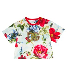 Хлопковая футболка с цветочным логотипом Dolce&amp;Gabbana, разноцветный