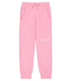 Спортивные брюки из смесового хлопкового джерси с логотипом Givenchy Kids, розовый