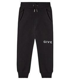 Спортивные брюки из смесового хлопка с логотипом Givenchy Kids, черный
