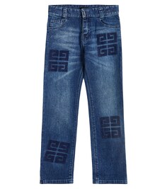 Прямые джинсы 4G со средней посадкой Givenchy Kids, синий