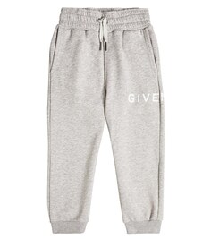 Спортивные брюки из смесового хлопкового джерси с логотипом Givenchy Kids, серый
