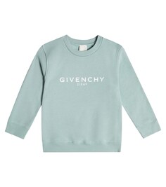 Толстовка из смесового хлопкового джерси с логотипом Givenchy Kids, синий