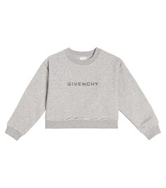 Толстовка из смесового хлопкового джерси с логотипом Givenchy Kids, серый