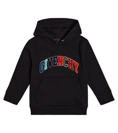 Худи из смесового хлопка с логотипом Givenchy Kids, черный