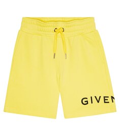 Шорты из смесового хлопка с логотипом Givenchy Kids, желтый