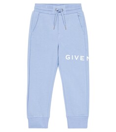 Спортивные брюки из смесового хлопка с логотипом Givenchy Kids, синий