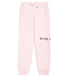 Спортивные брюки из смесового хлопкового джерси с логотипом Givenchy Kids, розовый