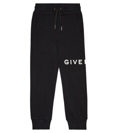 Спортивные брюки из смесового хлопка с логотипом Givenchy Kids, черный