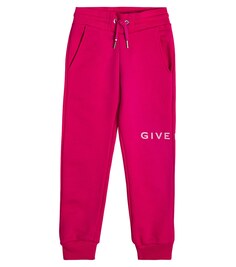 Спортивные брюки из смесового хлопка с логотипом Givenchy Kids, розовый