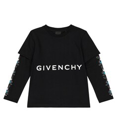 Хлопковая футболка с логотипом Givenchy Kids, черный