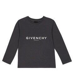 Хлопковая футболка с логотипом Givenchy Kids, серый
