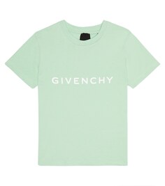 Футболка из хлопкового джерси с логотипом Givenchy Kids, зеленый