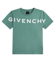 Футболка из хлопкового джерси с логотипом Givenchy Kids, зеленый
