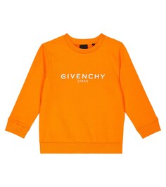 Толстовка из смесового хлопка с логотипом Givenchy Kids, оранжевый