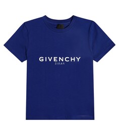 Футболка из хлопкового джерси с логотипом Givenchy Kids, синий