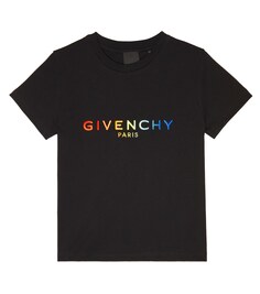 Хлопковая футболка с логотипом Givenchy Kids, черный