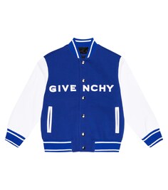 Хлопковая куртка с логотипом Varsity Givenchy Kids, синий