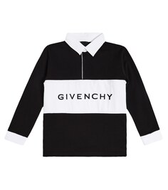 Рубашка-поло из хлопкового джерси с логотипом Givenchy Kids, черный