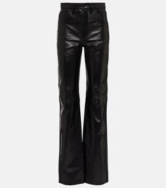 Прямые кожаные брюки Lidra с высокой посадкой DODO BAR OR, черный