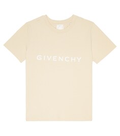Хлопковая футболка с логотипом Givenchy Kids, нейтральный