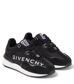 Кроссовки из кожи, замши и парусины с логотипом Givenchy Kids, разноцветный