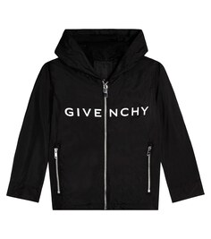 Техническая куртка с капюшоном и логотипом Givenchy Kids, черный