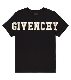 Футболка из хлопкового джерси с логотипом Givenchy Kids, черный