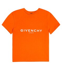 Футболка из хлопкового джерси с логотипом Givenchy Kids, оранжевый