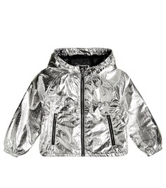 Куртка с эффектом металлик и логотипом Givenchy Kids, серебряный