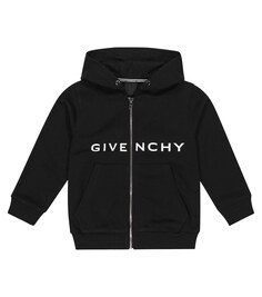 Худи на молнии с логотипом Givenchy Kids, черный