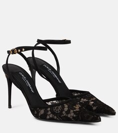 Кружевные туфли DG с ремешком на пятке Dolce&amp;Gabbana, черный