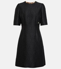 Жаккардовое платье миди с цветочным принтом DOLCE&amp;GABBANA, черный