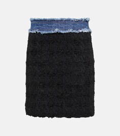Мини-юбка из букле с джинсовой отделкой DOLCE&amp;GABBANA, черный