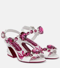 Украшенные кожаные сандалии Dolce&amp;Gabbana, белый