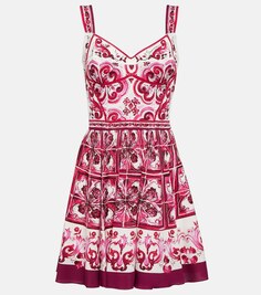 Мини-платье Majolica из смесового шелка DOLCE&amp;GABBANA, розовый