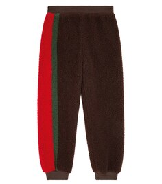 Спортивные брюки Web Stripe из смесовой шерсти Gucci, черный
