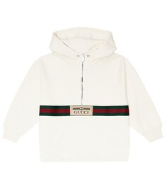 Худи Web из хлопкового джерси Gucci, белый