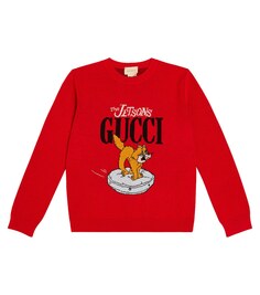 Шерстяной свитер с вышивкой из коллаборации с The Jetsons Gucci, красный