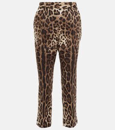 Укороченные брюки из смесового хлопка с леопардовым принтом DOLCE&amp;GABBANA, разноцветный