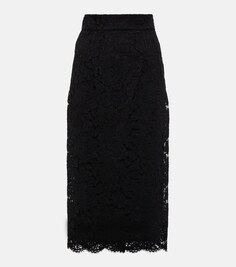 Кружевная юбка миди с высокой посадкой DOLCE&amp;GABBANA, черный