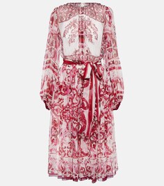 Платье миди Majolica из шелкового шифона DOLCE&amp;GABBANA, розовый