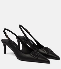 Кожаные туфли-лодочки с ремешком на пятке Dolce&amp;Gabbana, черный