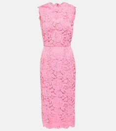 Кружевное платье миди DOLCE&amp;GABBANA, розовый