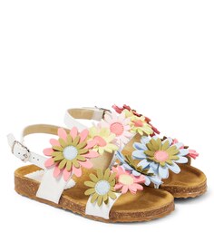 Кожаные сандалии с цветочной аппликацией Il Gufo, белый