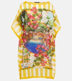 Мини-платье Portofino из хлопка с принтом DOLCE&amp;GABBANA, разноцветный