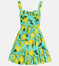 Мини-платье из хлопкового поплина с принтом DOLCE&amp;GABBANA, разноцветный