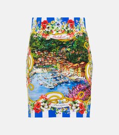 Мини-юбка из джерси с принтом Portofino DOLCE&amp;GABBANA, разноцветный